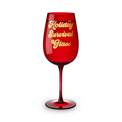 Holiday Survival Glass Full Bottle Wine Glass
